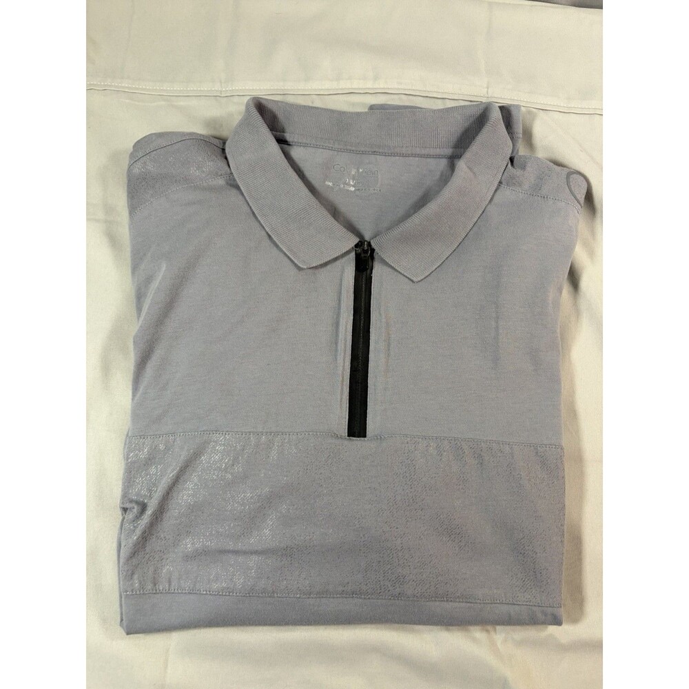 Calvin Klein Jeans Mens Size XXL Gray Polo Shirt 1/4 Zip Short Sleeve Cotton